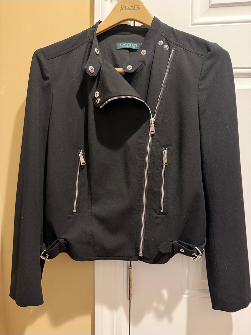 Lauren Ralph Lauren Black Asymmetrical Moto Jacket
